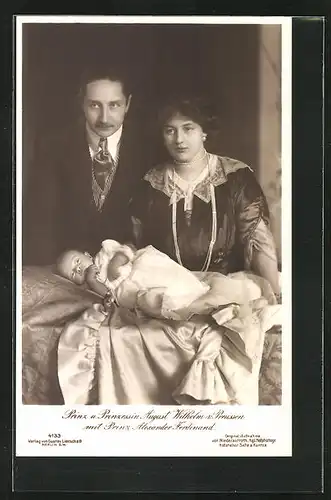 AK Prinz und Prinzessin August Wilhelm mit Prinz Alexander Ferdinand
