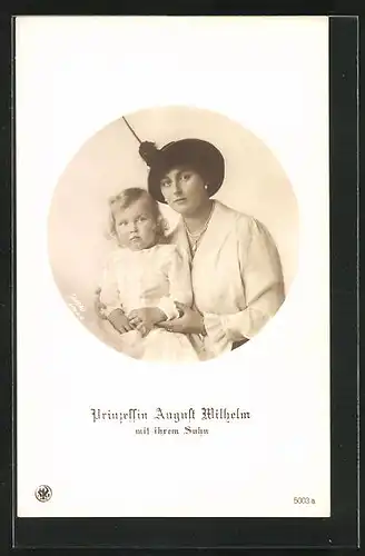 AK Prinzessin August Wilhelm mit ihrem Sohn im Portrait