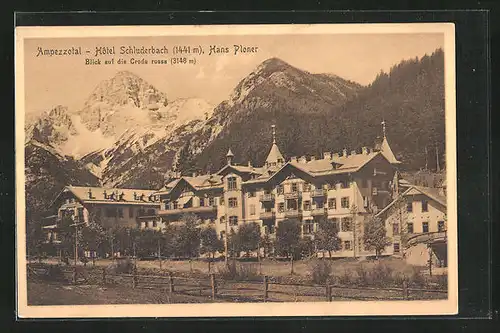 AK Ampezzotal, Hotel Schluderbach, Inh. Hans Ploner, Blick auf die Croda rossa