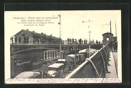 AK Herbesthal, Brücke über die Bahnstrecke Köln-Paris, Landesgrenze Deutschland und Belgien