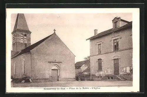 AK Sennevoy-le-Bas, Place de la Mairie, l'Eglise