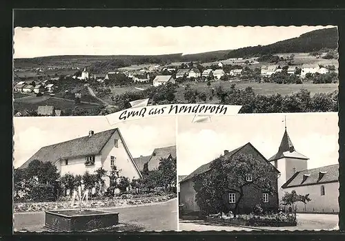 AK Nenderoth, Kirche, Brunnen, Totalansicht