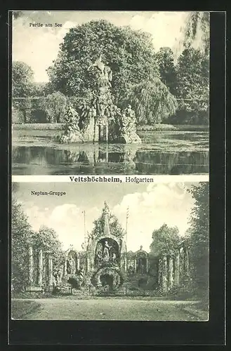AK Veitshöchheim, Neptun-Gruppe und See im Hofgarten