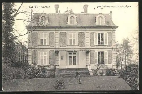 AK Villeneuve-l`Archevêque, Garten mit Gebäude