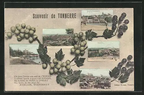 AK Tonnerre, Ortsansicht mit Fluss, Totalansicht vom Ort