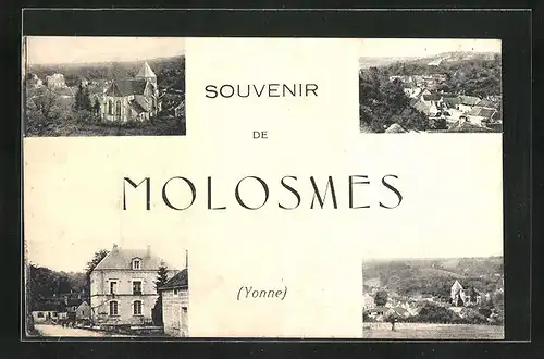 AK Molosmes, Strasse mit Gebäudeansich, Ortsansicht aus der Vogelschau