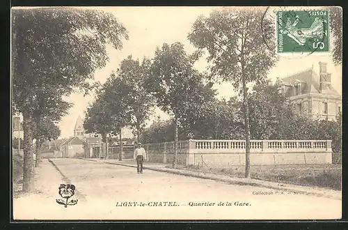 AK Ligny-le-Chatel, Quartier de la Gare