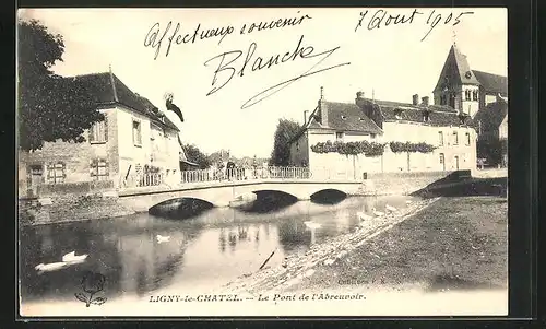 AK Ligny-le-Chatel, le Pont de l'Abreuvoir