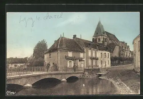 AK Ligny-le-Chatel, le Pont et l'Abreuvoir