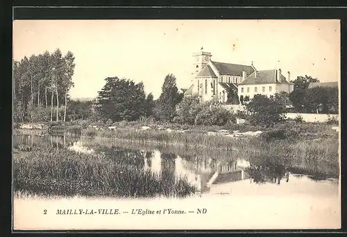 AK Mailly-la-Ville, l'Eglise et l'Yonne