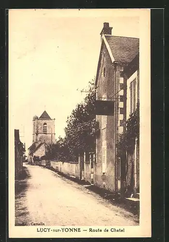 AK Lucy-sur-Yonne, Route de Chatel
