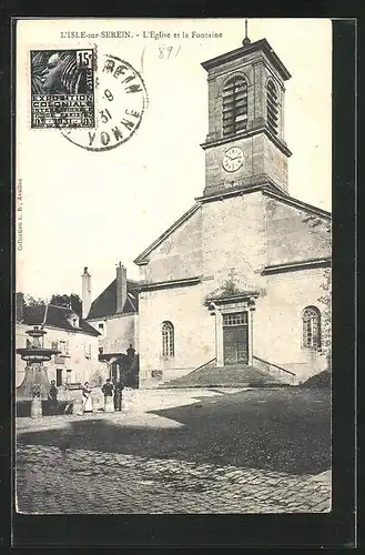 AK L'Isle-sur-Serein, l'Eglise et la Fontaine