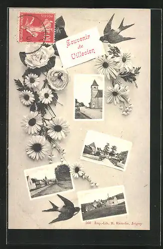 AK Villecien, verschiedene Ortsansichten