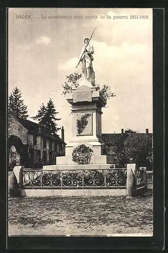 AK Diges, le Monument aux Morts de la guerre 1914-1918