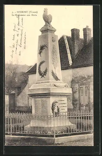 AK Dixmont, le Monument aux Morts