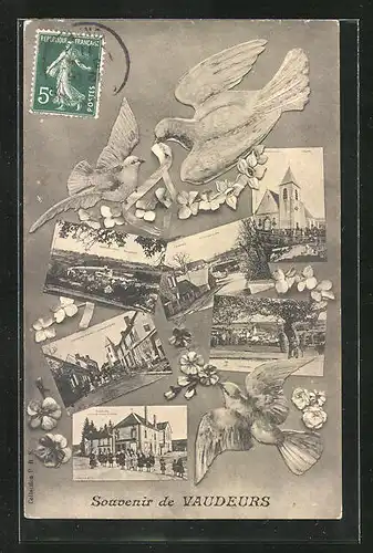 AK Vaudeurs, Tauben mit Portskarten