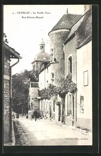 AK Vezelay, La Vieille Tour, Rue Etienne-Marcel