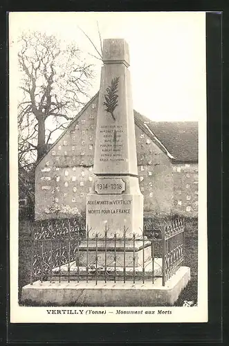 AK Vertilly, Monument aux Morts