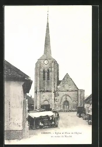 AK Cheroy, Eglise et Place de l`Eglise un matin de Marche