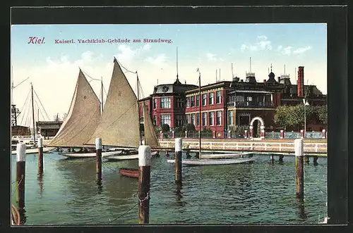 AK Kiel, Kaiserl. Yachtklub-Gebäude am Strandweg