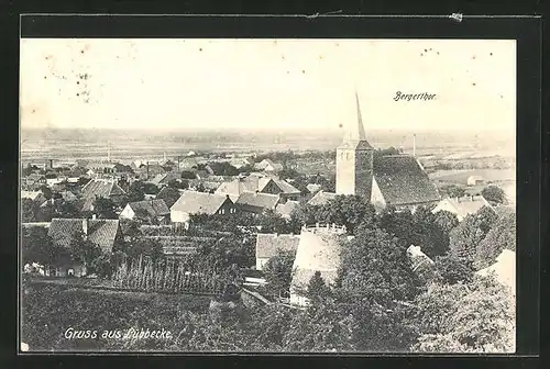 AK Lübbecke, Bergertor mit Ortsansicht aus der Vogelschau