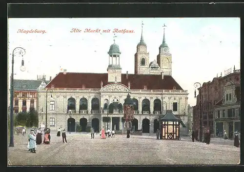 AK Magdeburg, Alter Markt mit Rathaus