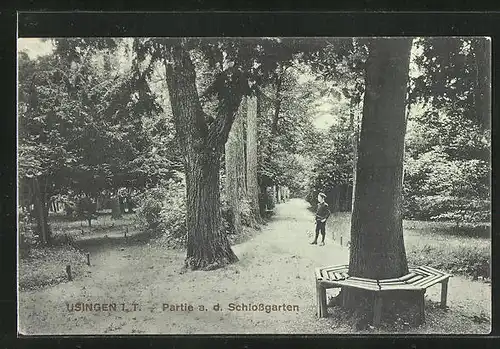 AK Usingen / Taunus, Knabe im Schlossgarten