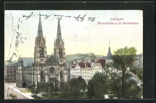 AK Stuttgart, Marienkirche und ev. Vereinshaus