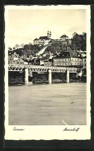 AK Passau, Ortsansicht mit Brücke und Mariahilf