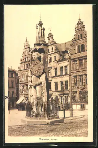 AK Bremen, Rolanstatue auf dem Marktplatz