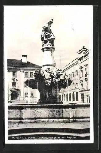 AK Passau a.d. Donau, Marienbrunnen an der Residenz