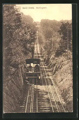 AK Bad Ems, Malberbahn auf dem Weg zur Talstation