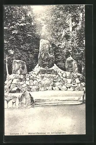 AK Usingen i.T., Walrad-Denkmal im Schlossgarten