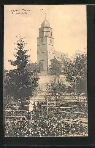 AK Usingen i. Taunus, Blick zur evang. Kirche