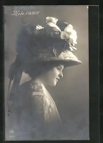 AK Mode 1909 !!!, Dame mit Hut