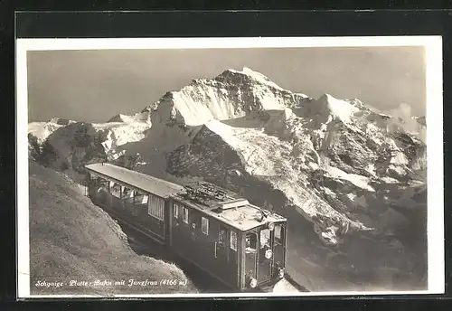 AK Bergbahn mit Jungfrau auf der Schynige Platte