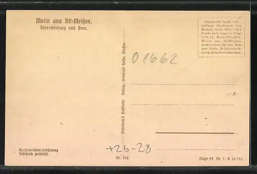 Steindruck-AK Alt-Meissen, Albrechtsburg und Dom