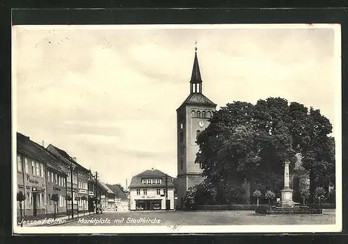 AK Jessen / Elster, Marktplatz mit Stadtkirche