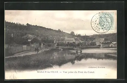 AK Mailly-la-Ville, Vue prise du Pont du Canal