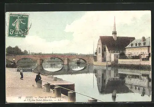 AK Sens, Pont de l`Yonne et Eglise Saint-Maurice