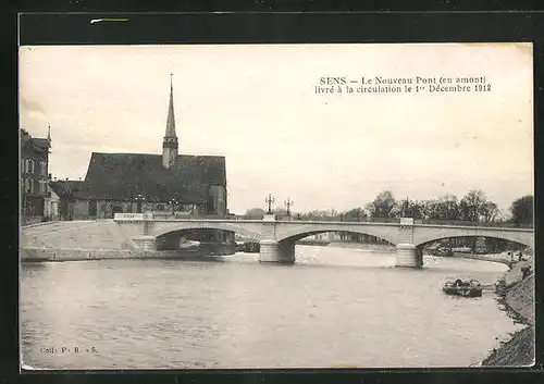 AK Sens, Le Nouveau Pont livré á la circulation 1912