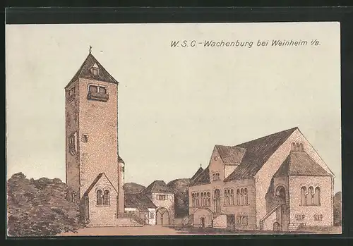 Künstler-AK Weinheim i /B., W. S. C.-Wachenburg