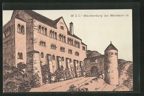 Künstler-AK Weinheim i /B., W. S. C.-Wachenburg