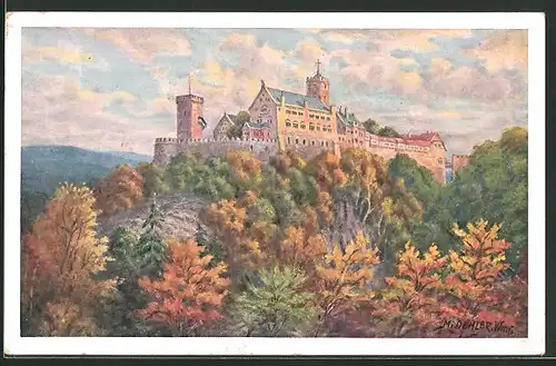 Künstler-AK Eisenach, Wartburg von Süd-Ost