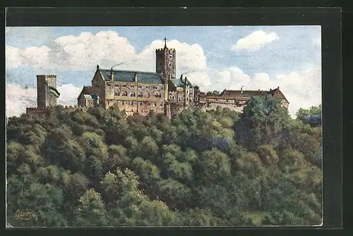 Künstler-AK Eisenach, Wartburg von Südosten