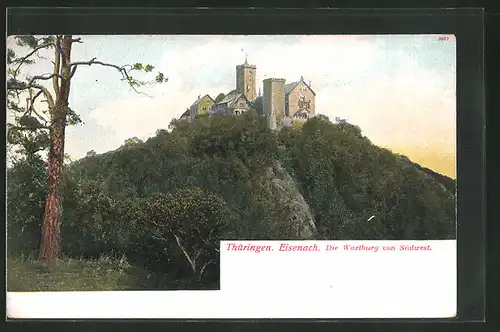 AK Eisenach /Thüringen, Die Wartburg von Südwest