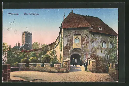 AK Eisenach, Eingang der Wartburg mit Wachleuten