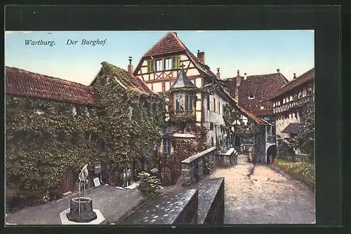 AK Eisenach, Wartburg, Burghof mit Brunnen
