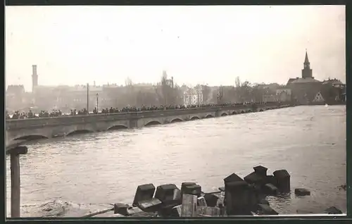 AK Nürnberg, Brücke bei Hochwasser 1909