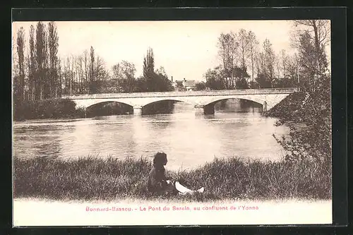 AK Bonnard-Bassou, Le Pont du Serein, au confluent de l'Yonne